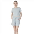 thumbnail image 1 of Conjuntos de 2 Piezas para Mujer, de Verano, con Cuello Redondo y Pantalones Cortos A Juego, para Estar en Casa con Bolsillos, Ropa Informal de Viaje A . Gris M, 1 of 9
