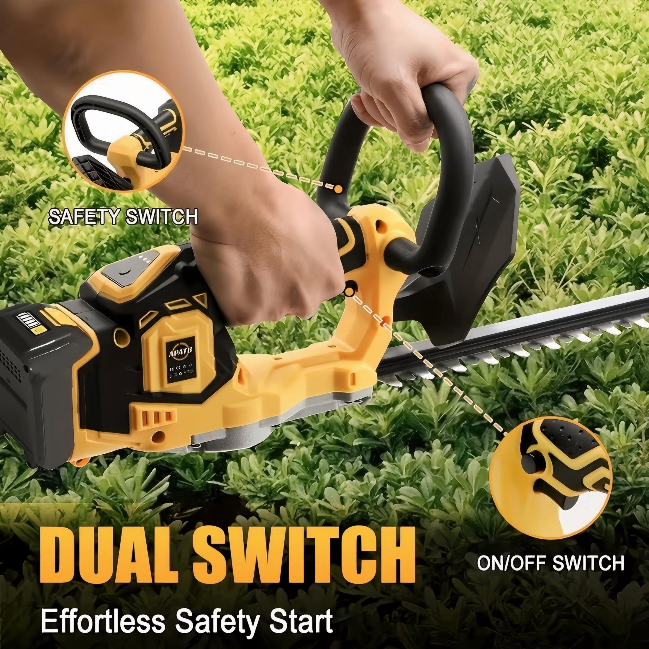 ELECMAPS 20-inch Cordless Hedge Trimmer, Electric Brush Shrub Edge Trimmer, with Brushless Motor, Compatible with DEWALT 20V MAX Battery, Lightweight Stainless Steel Design