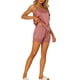 thumbnail image 4 of Conjuntos de pijama de satén para mujer INSPIRE CHIC con tirantes de encaje y pantalones cortos, 2 piezas, conjuntos de lounge de seda, XL Rosa Loto, 4 of 6