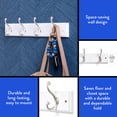 thumbnail image 6 of Mainstays White 18 inch Hook Board with 4 Satin Nickel Hooks for Coats, Bags, Leashes, Keys, Towels, 30 lbs Capacity, 1 Pack, 6 of 6