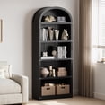 thumbnail image 3 of M optimized Bookcase 5 Shelf Arched Bookshelf 29.9"x11.9"x71.7" Tall Bookcase Farmhouse Display Storage Rack Wooden Bookshelves for Home Office, Living Room, 3 of 5
