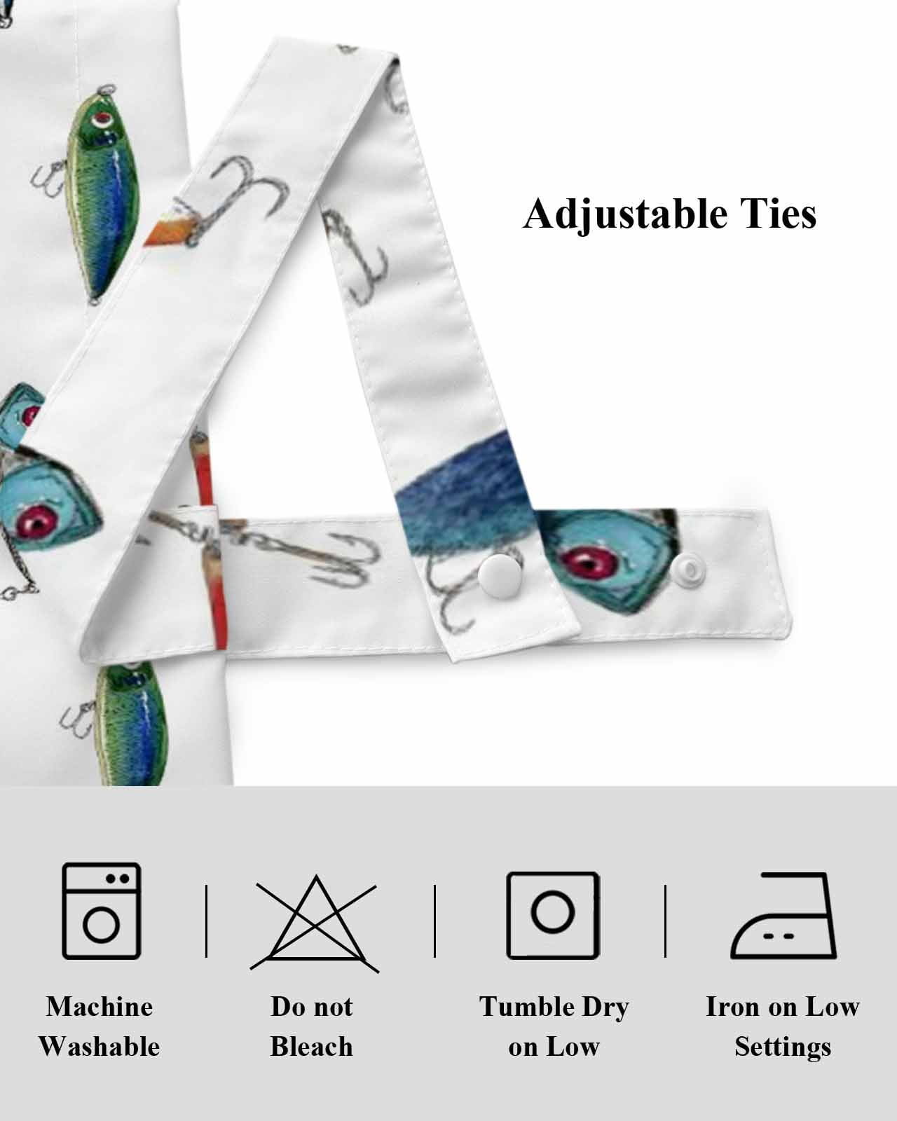 Fish Tie Up Valances Curtain, Adjustable Kitchen Colorful Hook Bait Leisure Fishing Watercolor Valances for Windows Decor, Rod Pocket Short Curtains Set for Bedroom/Bathroom, 60"x18"