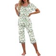thumbnail image 1 of RKSTN Ensembles de Pyjama pour Femmes Col en V Manches Courtes Pyjamas et Pantalons Ensemble Pyjamas Décontractés avec Poches Pyjamas Doux et Confortables, 1 of 5