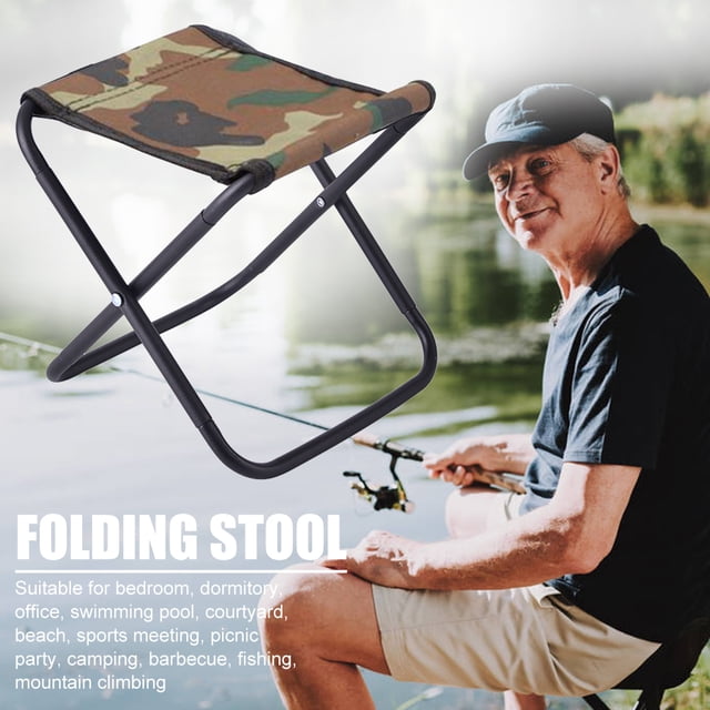 Taburete Plegable Al Aire Libre Taburete plegable ligero para acampar al aire libre, silla de viaje para picnic (camuflaje)