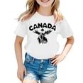 thumbnail image 3 of AWZXDE Canadian Maple Leaf Pride Girls Short Sleeve Tee Holiday Summer Crewneck Celebration T Shirt Casual Fit Basic Shirts White,6-7 Years, 3 of 3