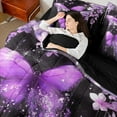 thumbnail image 4 of Castle Fairy Flying Butterfly Girl Boy Bedding Comforter Set 7 Pieces,Chic Purple Flowers Full Bedding Set Lightweight,Dreamy Princess Fitted Sheet Flat Sheet,Lightweight Room Decor,Reversible, 4 of 8