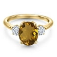 thumbnail image 3 of Gem Stone King 18K Yellow Gold Plated Silver Ring Quartz Moissanite (2.46 Cttw), 3 of 7
