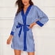 thumbnail image 1 of Batas Talla Lencería Mujer Seda Raya Bata Satén Albornoz Ropa de Dormir Pijamas Mujer, 1 of 9