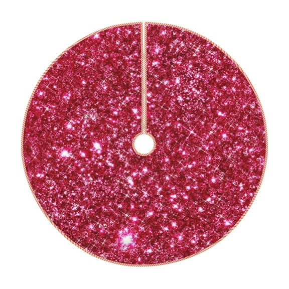 Fuzoiu Pink Glitter Print Christmas Tree Skirt,Xmas Christmas Decorations,Xmas Tree Mat for Farmhouse Holiday New Years Home Party Decor Tree Rugs-30"