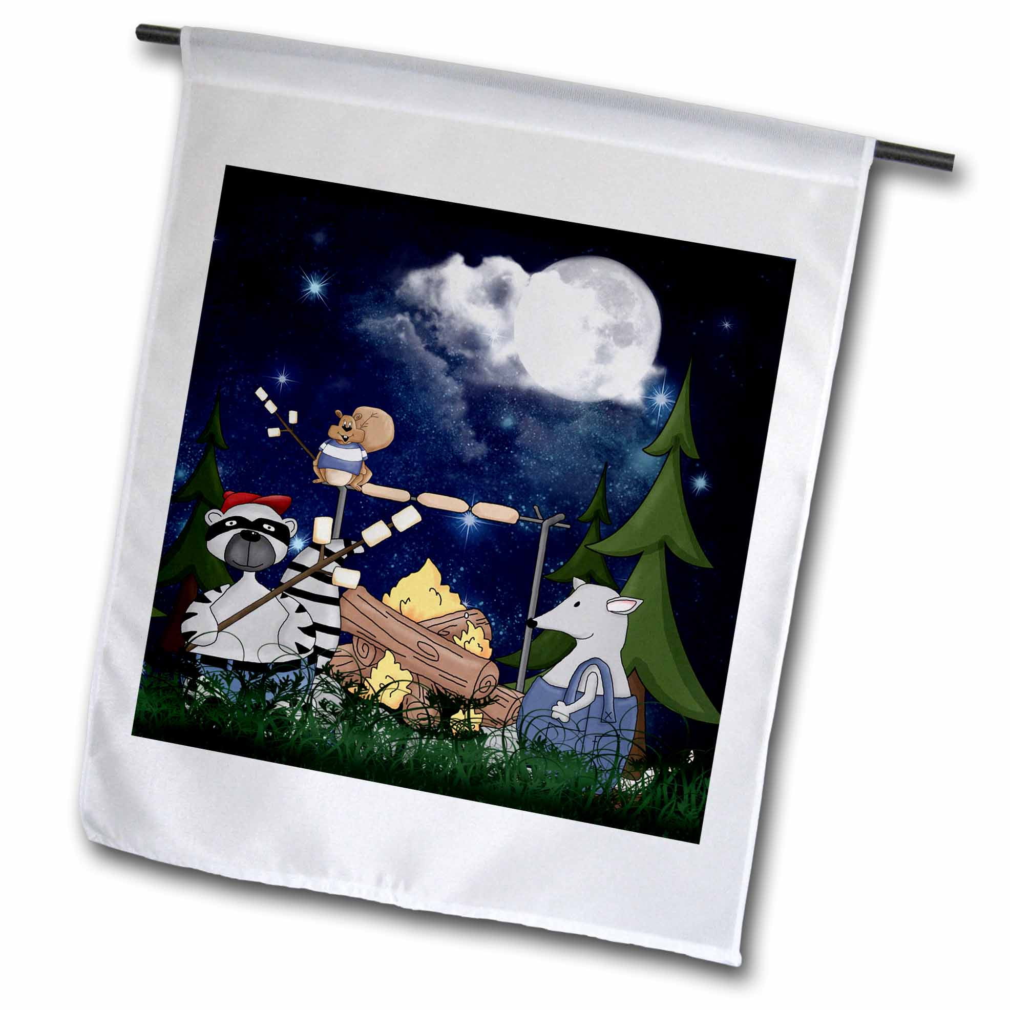3drose Raccoon Squirrel And Opossum Camping With A Campfire And Marshmallows Garden Flag 12 By 18 Inch Walmart Com Walmart Com