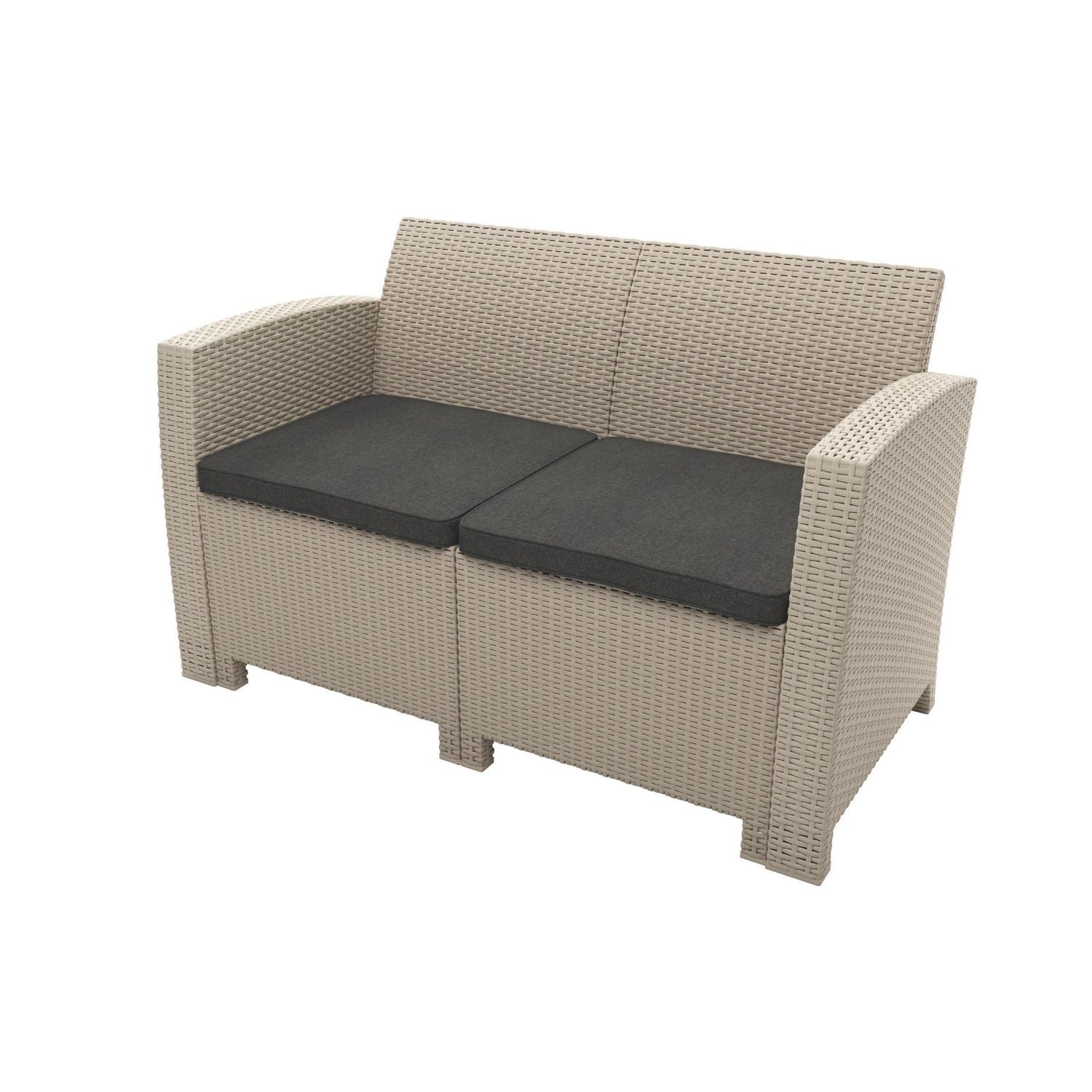 Ensemble de salon de jardin CorLiving Adelaide 4 pièces en résine tressée antirouille avec causeuse, 2 chaises et table basse