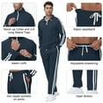 thumbnail image 5 of Tyhengta Men's Tracksuits Athletic 2 Piece Set 1/4 Zipper Casual Jogging Suit Gym Sportswear Navy Blue L, 5 of 8