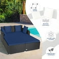 thumbnail image 6 of Costway Outdoor Patio Rattan Daybed Pillows Cushioned Sofa Furniture Navy, 6 of 12