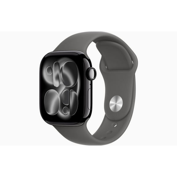 Restored Apple Watch Series 11 - GPS Cellular - 42mm Jet Black Aluminum Case with Stone Gray Sport Band - S/M (Refurbished)