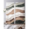thumbnail image 3 of Abstract Wave Texture Sheer Curtains 96 Inches Long 2 Panels Vintage Brown Turquoise Bump Light Filtering Semi Sheer Window Curtains Drapes for Bedroom Living Room 52"x96", 3 of 7
