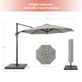 thumbnail image 2 of FLAME&SHADE 11ft Outdoor Cantilever Market Umbrella w/a Base,Hanging Patio Umbrella with Crank Lift Function for Commercial Street Yard and Beach,Gray, 2 of 6