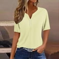 thumbnail image 2 of Yuyuzo Womens Summer Tops Notch V Neck Button Tunic Tops Short Sleeve Loose Summer Basic Tee Shirts, 2 of 5
