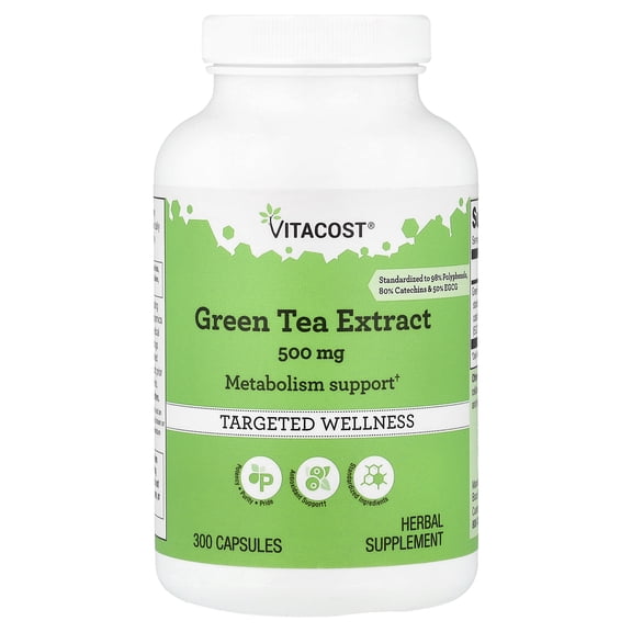 Vitacost Green Tea Extract, 500 mg, 300 Capsules