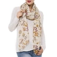 thumbnail image 2 of Scarf for Women Lightweight Fashion Scarves Shawl Wraps Pashmina (Barcelona Collection 6 - Beige elegant flower), 2 of 3