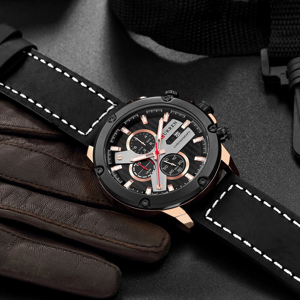 CURREN 8308 Business Men Quartz Watch Calendar Chronograph Fashion Casual Leather Band Male Wristwatch Walmart