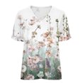 thumbnail image 5 of Lolmot Women's T-Shirts Fashion Casual V-Neck Short Sleeve Floral Printing Button Loose Top Blouse Shirts, 5 of 5