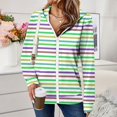thumbnail image 2 of Trendy Jackets for Women Full Zip Up Hoodies with Pockets Long Sleeve Graphic Print Zipper Hooded Sweatshirts (M, Green-Striped), 2 of 6