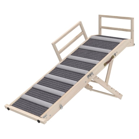 BNHHYYDS Dog Ramp, Folding Pet Ramp, 4 Adjustable Height from 15" to 19", Dog Step with Side Rails for Small to Large Pets