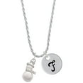 thumbnail image 1 of Delight Jewelry Silvertone Imitation Pearl Snowman Silvertone Script Initial Disc - F - Charm Necklace, 20"+3", 1 of 4