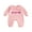 Pink, variant on Baby Girl Valentines Day Romper Long Sleeve Doll Collar Hearts Stripe Print Full Length Jumpsuit