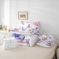 thumbnail image 5 of Homewish Purple Initial J Letter Bedding Comforter Set 7pcs, Watercolor Rose Floral King Bedding Sets, Kawaii Dreamy Butterfly Reversible Bed Sheets, Ultra Soft Bedroom Decor, 5 of 7