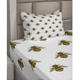 thumbnail image 2 of Ambesonne Bee Fitted & Top Sheet Set with Sham, Honey Maker Insect Pattern, Yellow Grey, 2 of 4