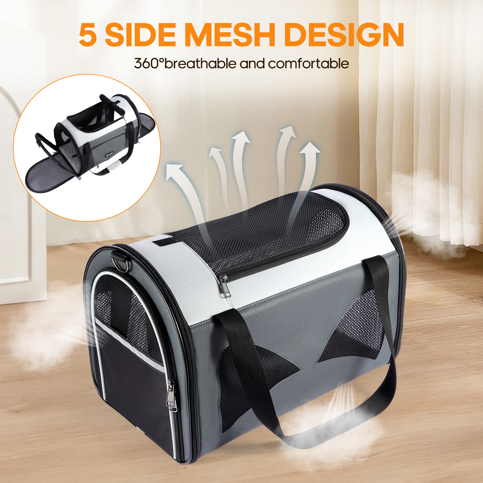 Cat Carrier Airline Approved for Small Dogs Puppy, Kitten Carriers Under 16lbs, Collapsible Soft Sided TSA Approved Travel Carrier