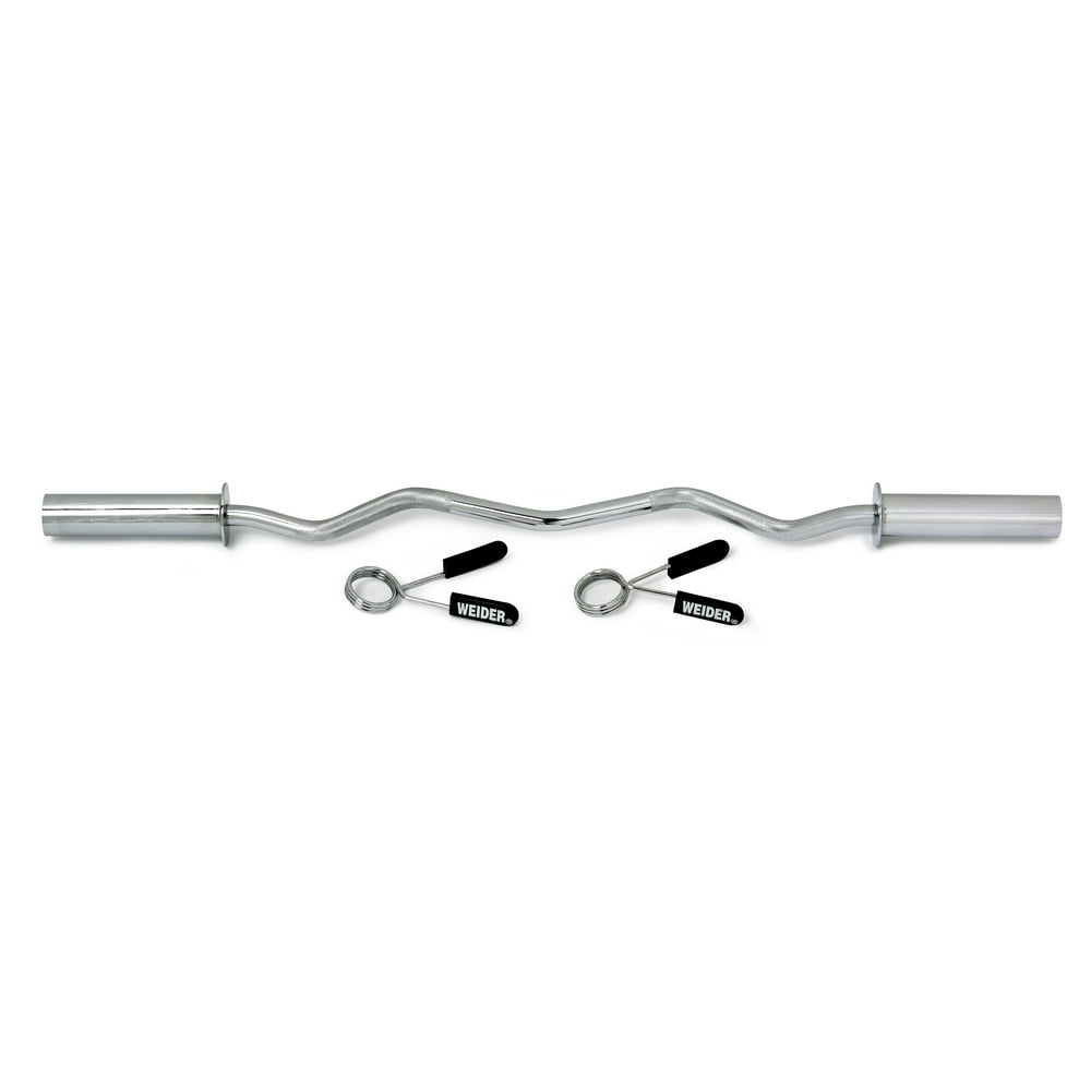 Weider Olympic Curl Bar with PartiallyKnurled Grip and 310 lb. Maximum