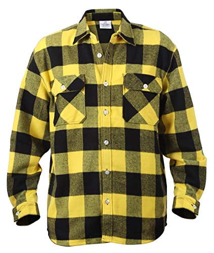 men's yellow and black flannel shirt