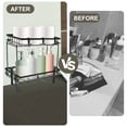 thumbnail image 6 of Dznils Over The Toilet Storage Shelf, 2-Tier Steel Bathroom Storage Organizer with Hooks, Black, 6 of 13