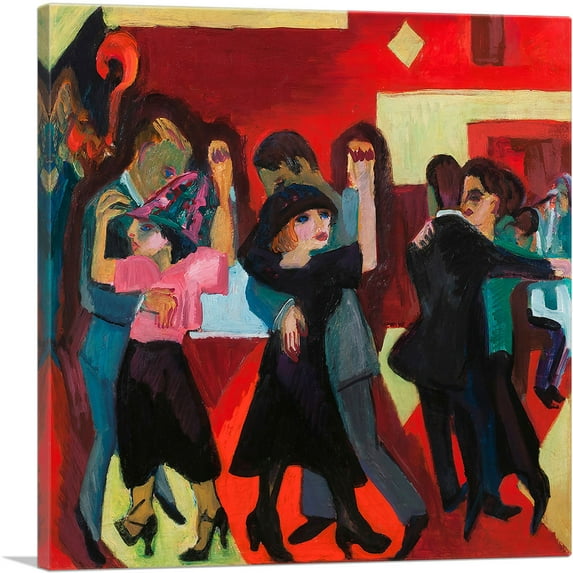 ARTCANVAS Tangotee 1921 Canvas Art Print by Ernst Ludwig Kirchner - Size: 12" x 12" (0.75" Deep)