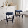 thumbnail image 3 of Cterwk Set of 2 Counter Height Fabric Bar Stools with Metal Legs and Footrest, Padded Seat Barstools for Bar, Dining Room, Light Blue, 3 of 9