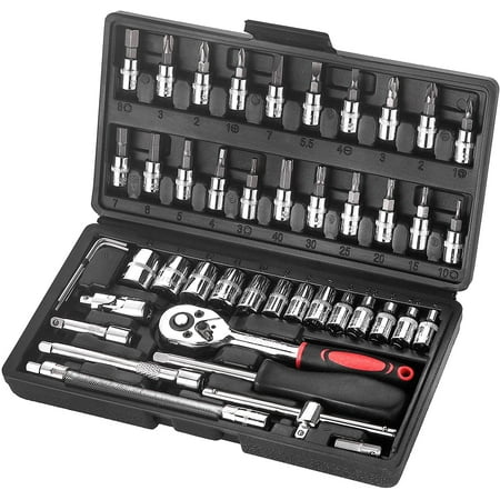 

46 Pieces Chrome Vanadium Socket Set 1/4 Adapter Set Socket Set For Car Diy