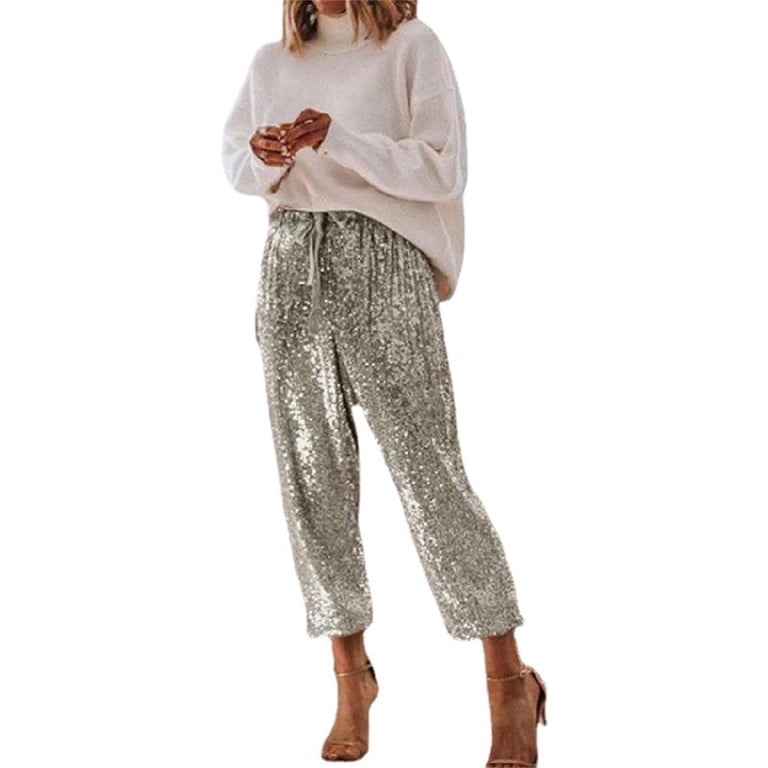Silver Wide Leg Trousers Women, Womens Dress Pants for Work, Womens Dress Pants, L Work Clothes for Women 2024, Sequin Womens Summer Pants, Weekend Silver Wide Leg Trousers Women, Womens Dress Pants for Work, Womens Dress Pants, L Work Clothes for Women 2024, Sequin Womens Summer Pants, Weekend
