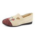 thumbnail image 4 of Lovskoo 2024 Women's Ballet Flat Shoes Knit Dress Shoes Round Toe Slip On Embroidered Ethnic Fleece Thickened Warm Flat Soft Sole Non-Slip Mother Cotton Shoes Claret, 4 of 9