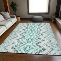 Addison Rugs Mayfield Washable Transitional Geometric Teal Rectangle Rug, 3' x 5'