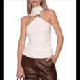 thumbnail image 3 of Tops Sin Mangas con Cuello Halter, Plisados y Torcidos para Mujer, Modernos, Ajustados, Sin Mangas, con Aberturas, para Discoteca Crema M, 3 of 10