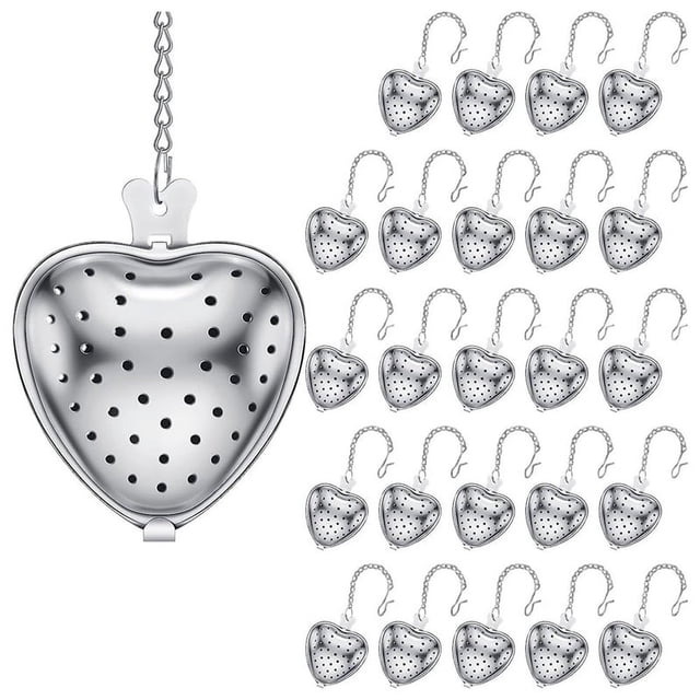 25 piezas de colador de té de acero inoxidable, infusor de té en forma de bola, gancho de cadena extendido para condimentos, regalos de taza