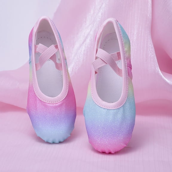 YMNXA Kids Toddler Girls Ballet Dance Shoes Soft Sole Non Slip Closed Toe Comfortable Breathable Shoes For Stage Performance,Pink,2-2.5 Years