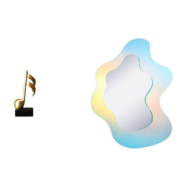 Figura de escritorio,Escultura de notas musicales para escritorio,oficina o decoración del hogar,espejo acrílico ondulado,Espejo acrílico ondulado con estética irregular de arcoíris,Espejo