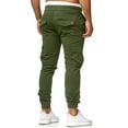 thumbnail image 3 of Vedolay Mens Trousers Mens Fashion Solid Color Loose Cotton Plus Size Pocket Lace Up Pants Overall Mens Work Pants,Army Green M, 3 of 5