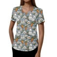 thumbnail image 4 of Scrub Top Women Black，Womens Scrub Tops - Short Sleeve V-Neck Easter Printed Scrub Top Women Uniform Shirts with Side Pockets，Dark Gray，XL, 4 of 4