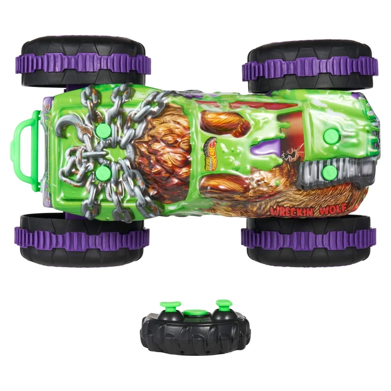 Hot Wheels Monster Trucks Mutant Chaos Wreckin' Wolf RC, Battery