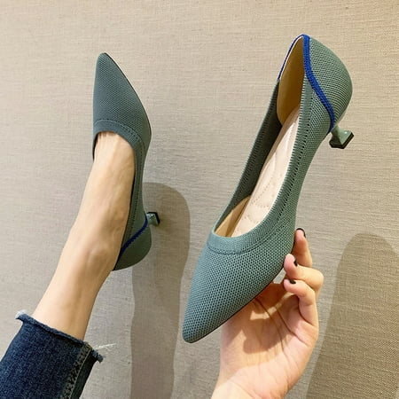 

New Spring Autumn Pointed Toe Flying Woven High-heeled Princess Shoes Stiletto Knitted Shoes Breathable Knitted Shoes Pumps