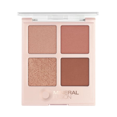 MINERAL FUSION Vegan Eye Shadow Palette, Summer Vacation | 4 Blendable Shades Matte, Satin, Shimmer